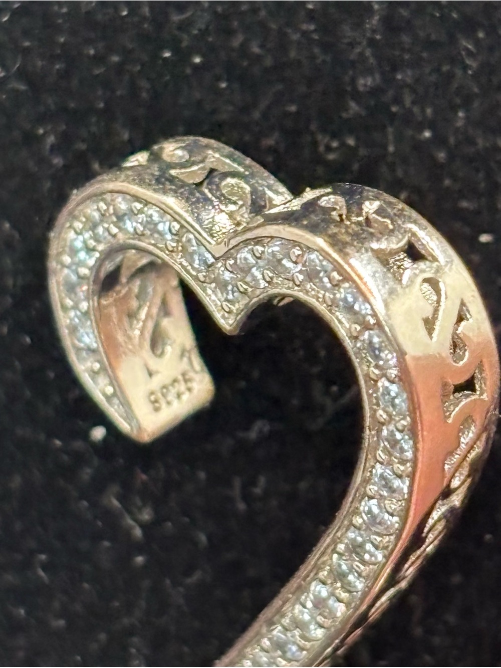 JANE SEYMOUR DOUBLE OPEN HEARTS diamond PENDANT NECKLACE s.925 STERLING - Picture 7 of 7